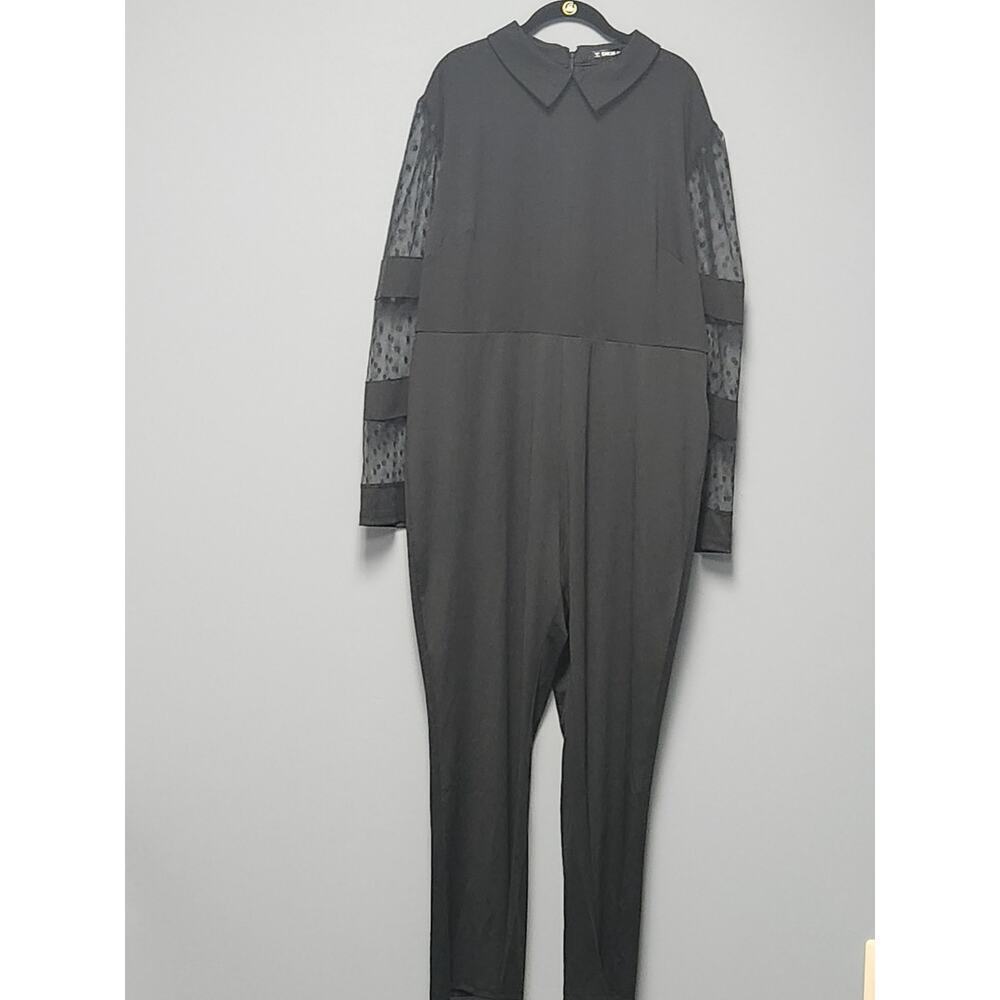 Shein Curve Black Formal Jumpsuit Women's 4X NWOT Lace Bell Long Sleeve